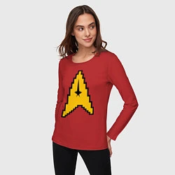 Лонгслив хлопковый женский Star Trek: 8 bit, цвет: красный — фото 2