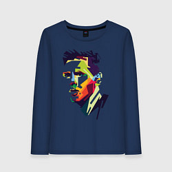 Лонгслив хлопковый женский Lionel Messi: fun-art, цвет: тёмно-синий