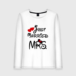 Лонгслив хлопковый женский Just married Mrs, цвет: белый