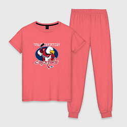 Пижама хлопковая женская Washington Capitals Hockey, цвет: коралловый