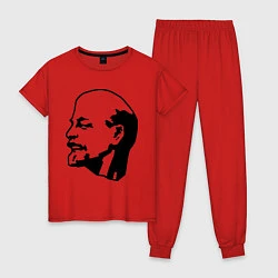Пижама хлопковая женская Ленин: скульптура, цвет: красный