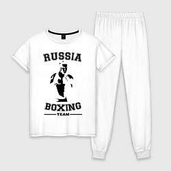 Пижама хлопковая женская Russia Boxing Team, цвет: белый