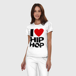 Пижама хлопковая женская I love Hip Hop, цвет: белый — фото 2