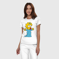 Пижама хлопковая женская Maggie Simpson, цвет: белый — фото 2