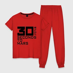 Пижама хлопковая женская 30 Seconds To Mars, цвет: красный