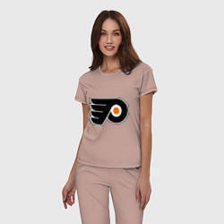 Пижама хлопковая женская Philadelphia Flyers, цвет: пыльно-розовый — фото 2