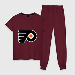 Пижама хлопковая женская Philadelphia Flyers, цвет: меланж-бордовый