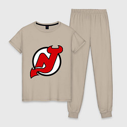 Пижама хлопковая женская New Jersey Devils цвета миндальный — фото 1