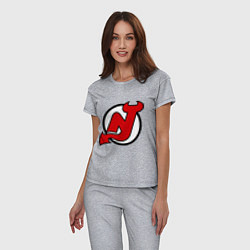 Пижама хлопковая женская New Jersey Devils, цвет: меланж — фото 2
