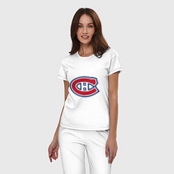 Пижама хлопковая женская Montreal Canadiens, цвет: белый — фото 2