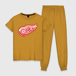 Пижама хлопковая женская Detroit Red Wings, цвет: горчичный
