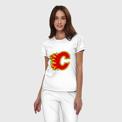 Пижама хлопковая женская Calgary Flames, цвет: белый — фото 2