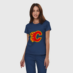 Пижама хлопковая женская Calgary Flames, цвет: тёмно-синий — фото 2