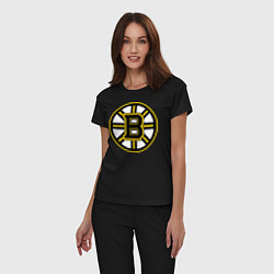 Пижама хлопковая женская Boston Bruins, цвет: черный — фото 2