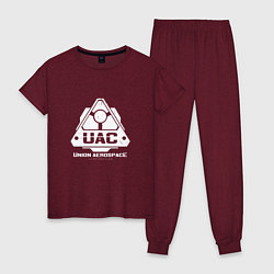 Пижама хлопковая женская UAC, цвет: меланж-бордовый