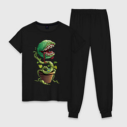 Пижама хлопковая женская Plants vs zombies, цвет: черный