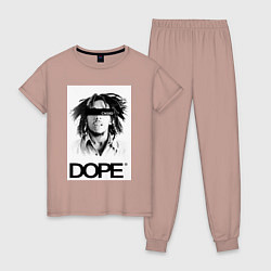 Пижама хлопковая женская Bob Marley Dope, цвет: пыльно-розовый