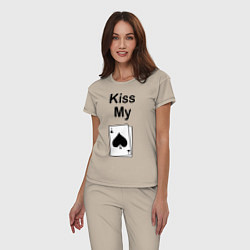 Пижама хлопковая женская Kiss my card, цвет: миндальный — фото 2