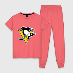 Пижама хлопковая женская Pittsburgh Penguins: Malkin 71, цвет: коралловый