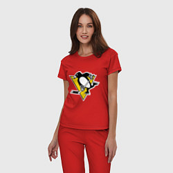 Пижама хлопковая женская Pittsburgh Penguins: Malkin 71, цвет: красный — фото 2