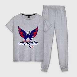 Пижама хлопковая женская Washington Capitals: Ovechkin, цвет: меланж