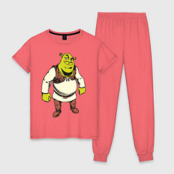 Пижама хлопковая женская Shrek 3, цвет: коралловый