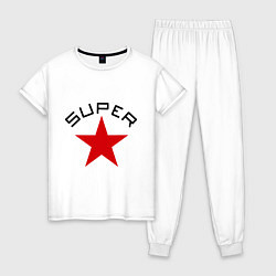 Пижама хлопковая женская Super Star, цвет: белый