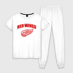 Пижама хлопковая женская Detroit Red Wings, цвет: белый