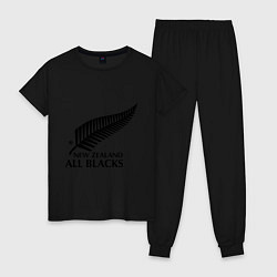 Пижама хлопковая женская New Zeland: All blacks, цвет: черный