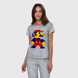 Пижама хлопковая женская Pixel Mario, цвет: меланж — фото 2