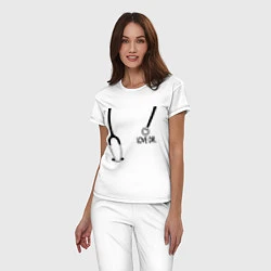 Пижама хлопковая женская Love Dr. House, цвет: белый — фото 2