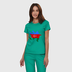 Пижама хлопковая женская Azerbaijan map цвета зеленый — фото 2