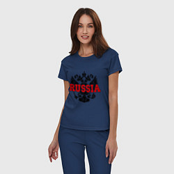 Пижама хлопковая женская Russia Coat, цвет: тёмно-синий — фото 2