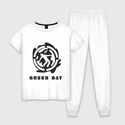 Пижама хлопковая женская Green Day: Red Symbol, цвет: белый