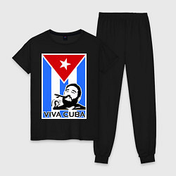 Пижама хлопковая женская Fidel: Viva, Cuba!, цвет: черный