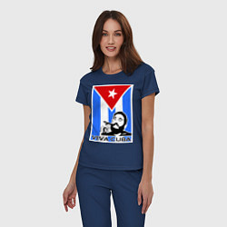 Пижама хлопковая женская Fidel: Viva, Cuba!, цвет: тёмно-синий — фото 2
