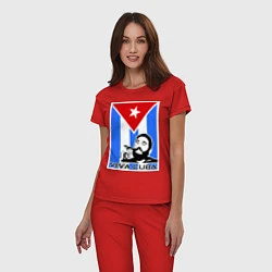 Пижама хлопковая женская Fidel: Viva, Cuba!, цвет: красный — фото 2