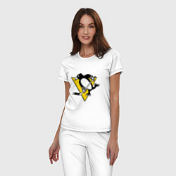 Пижама хлопковая женская Pittsburgh Penguins, цвет: белый — фото 2