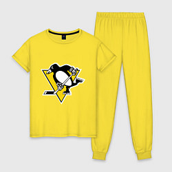 Пижама хлопковая женская Pittsburgh Penguins, цвет: желтый