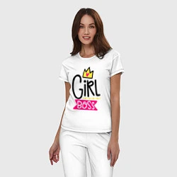 Пижама хлопковая женская Girl Boss, цвет: белый — фото 2