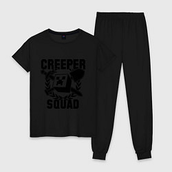 Пижама хлопковая женская Creeper Squad, цвет: черный