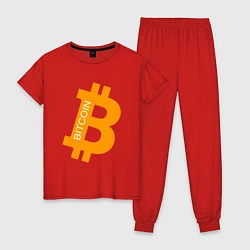 Пижама хлопковая женская Bitcoin Boss, цвет: красный