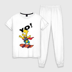 Пижама хлопковая женская Yo Bart, цвет: белый