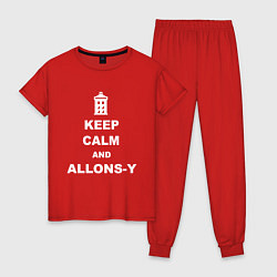 Пижама хлопковая женская Keep Calm & Allons-Y, цвет: красный