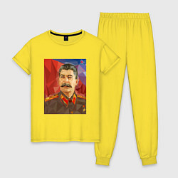 Пижама хлопковая женская Сталин: полигоны, цвет: желтый