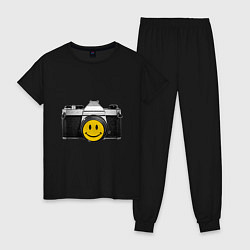 Пижама хлопковая женская Фото-smile, цвет: черный