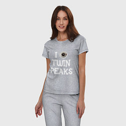 Пижама хлопковая женская I love Twin Peaks, цвет: меланж — фото 2