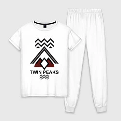 Пижама хлопковая женская Twin Peaks House, цвет: белый