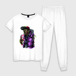 Пижама хлопковая женская Зомби, цвет: белый