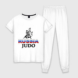 Пижама хлопковая женская Russia judo, цвет: белый